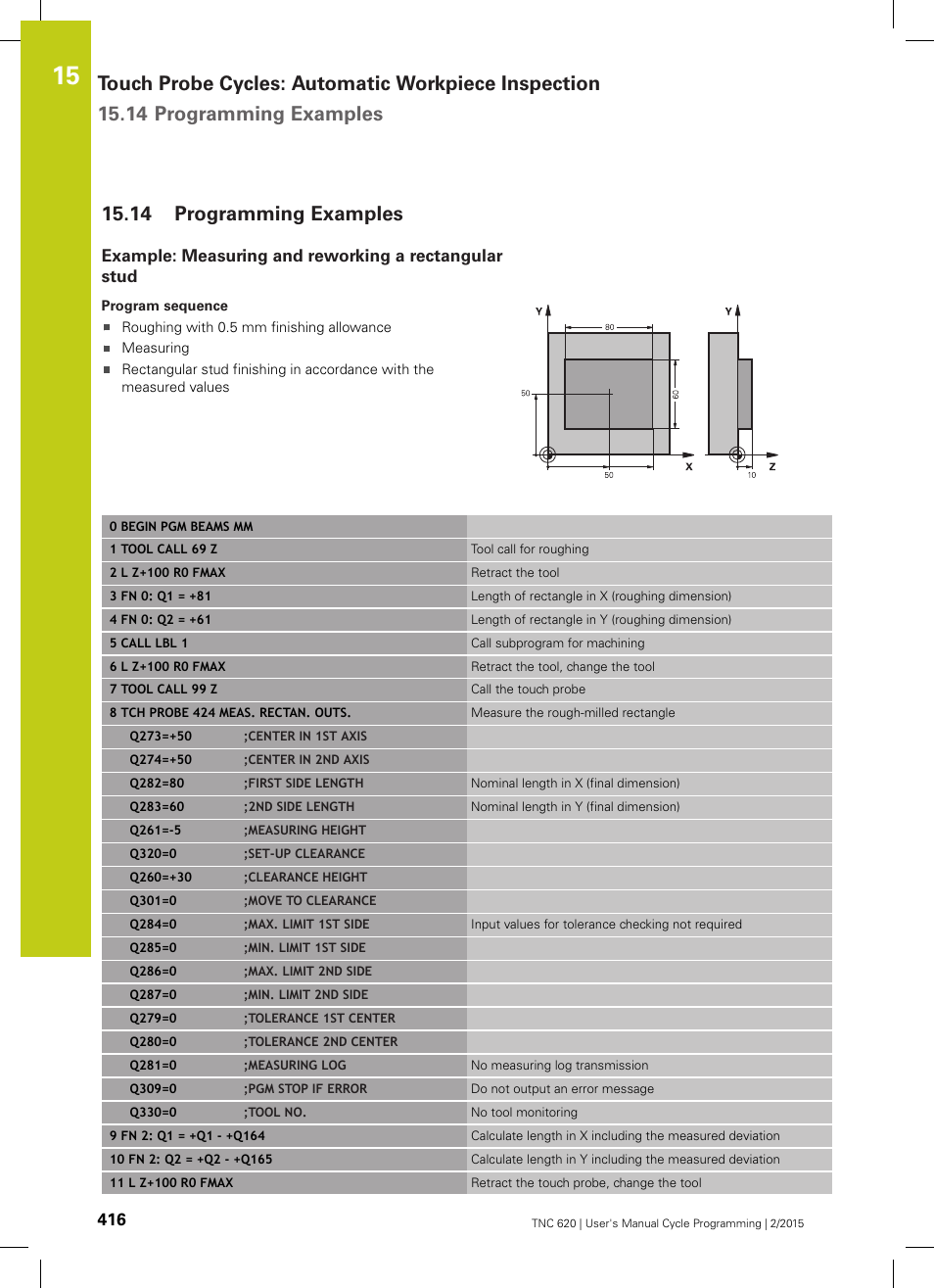 14 programming examples, Programming examples | HEIDENHAIN TNC 620 (81760x-02) Cycle programming User Manual | Page 416 / 490