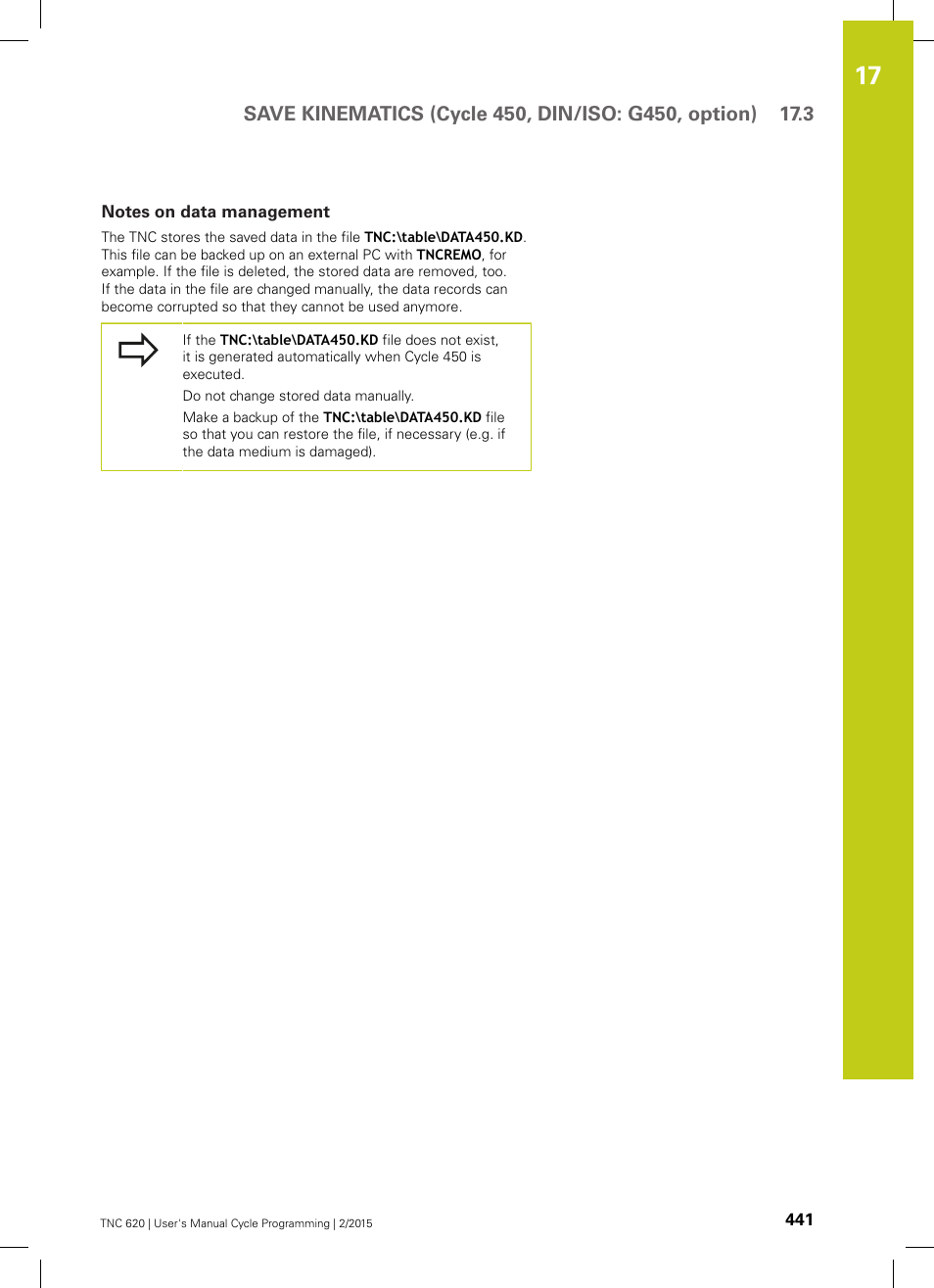 Notes on data management | HEIDENHAIN TNC 620 (81760x-02) Cycle programming User Manual | Page 441 / 490