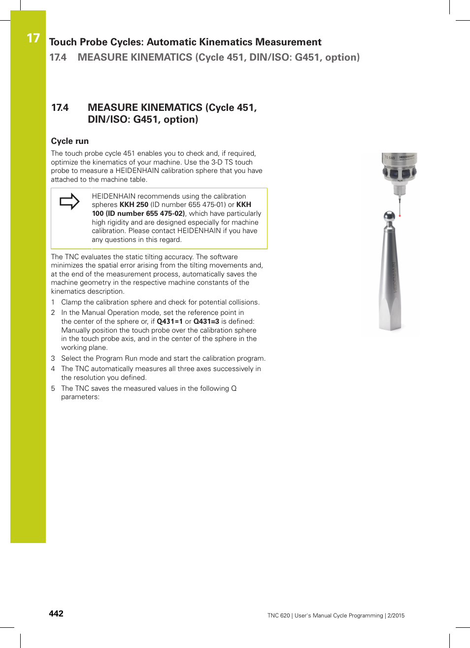 Cycle run | HEIDENHAIN TNC 620 (81760x-02) Cycle programming User Manual | Page 442 / 490