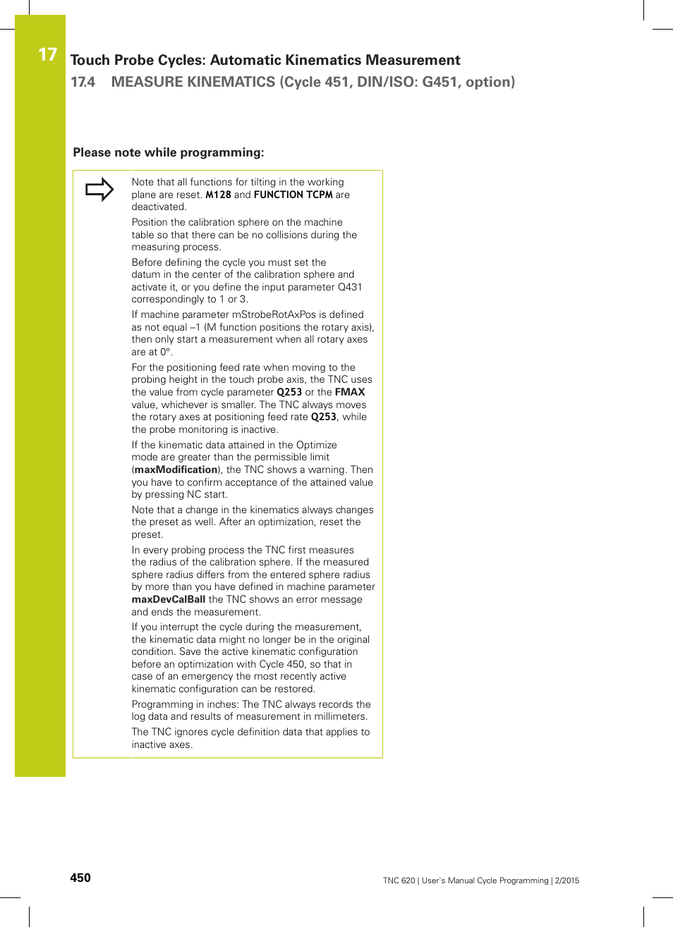 Please note while programming | HEIDENHAIN TNC 620 (81760x-02) Cycle programming User Manual | Page 450 / 490