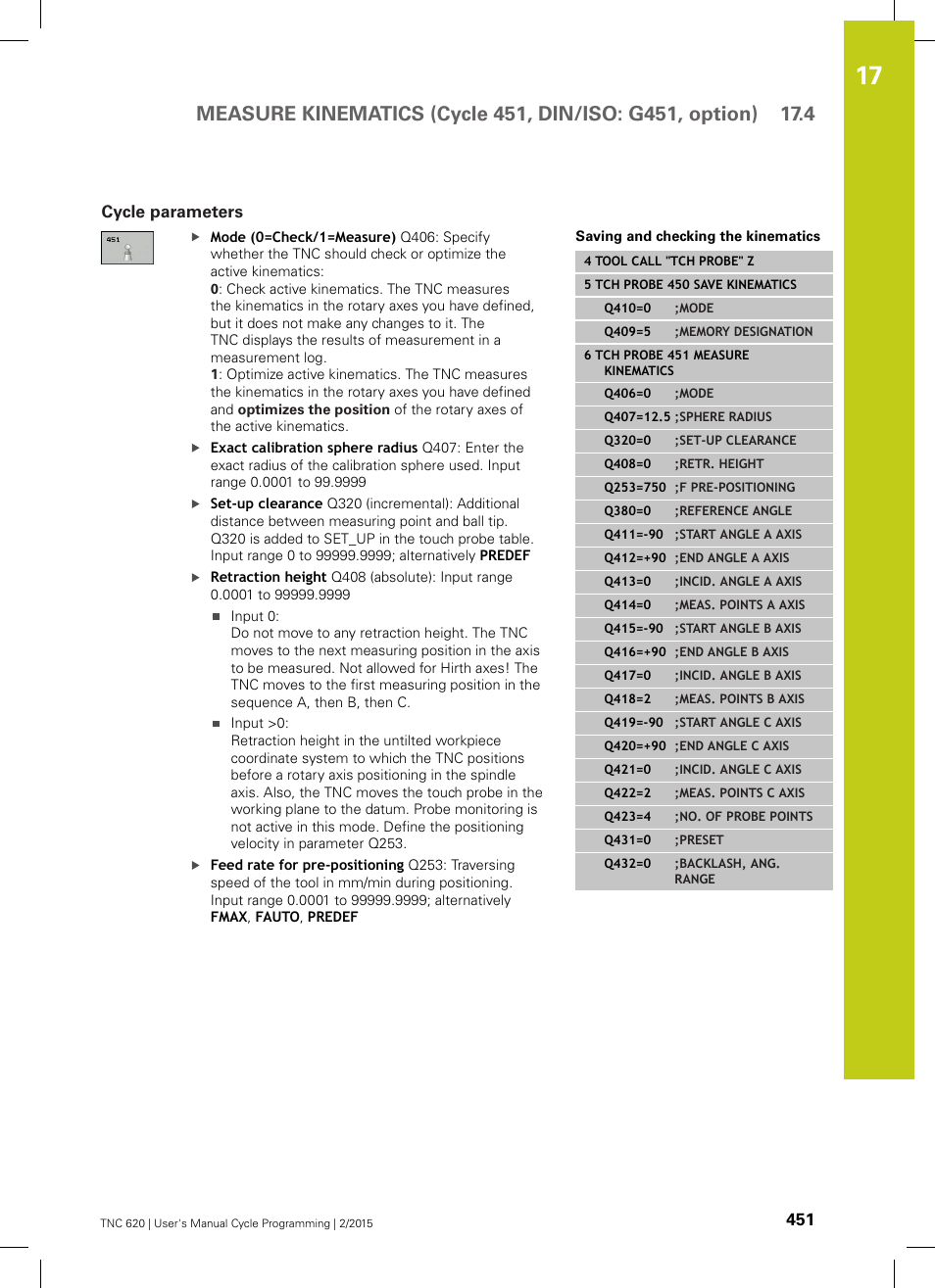 Cycle parameters | HEIDENHAIN TNC 620 (81760x-02) Cycle programming User Manual | Page 451 / 490