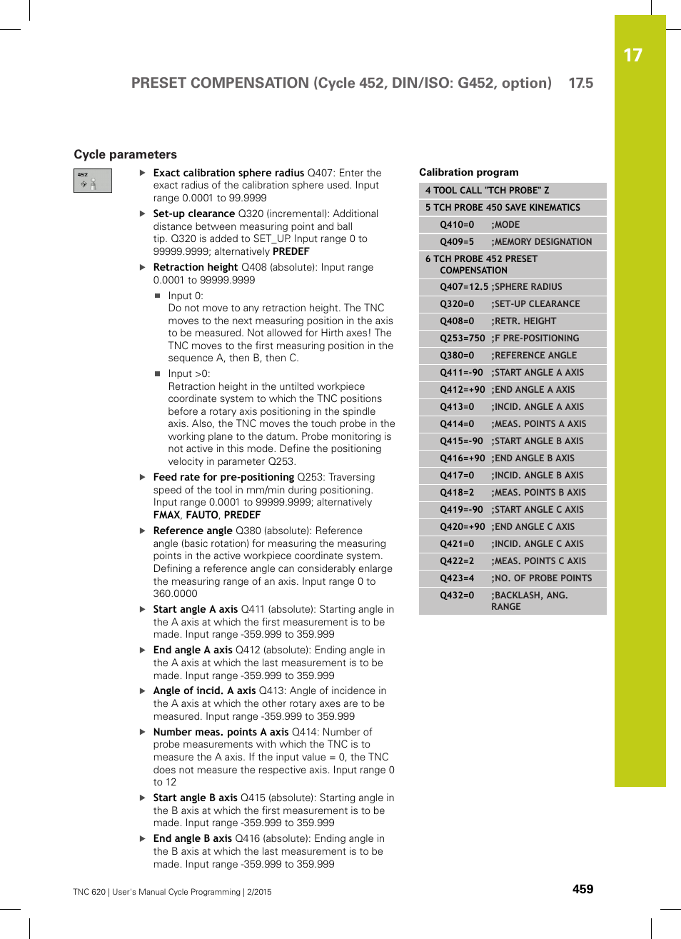 Cycle parameters | HEIDENHAIN TNC 620 (81760x-02) Cycle programming User Manual | Page 459 / 490