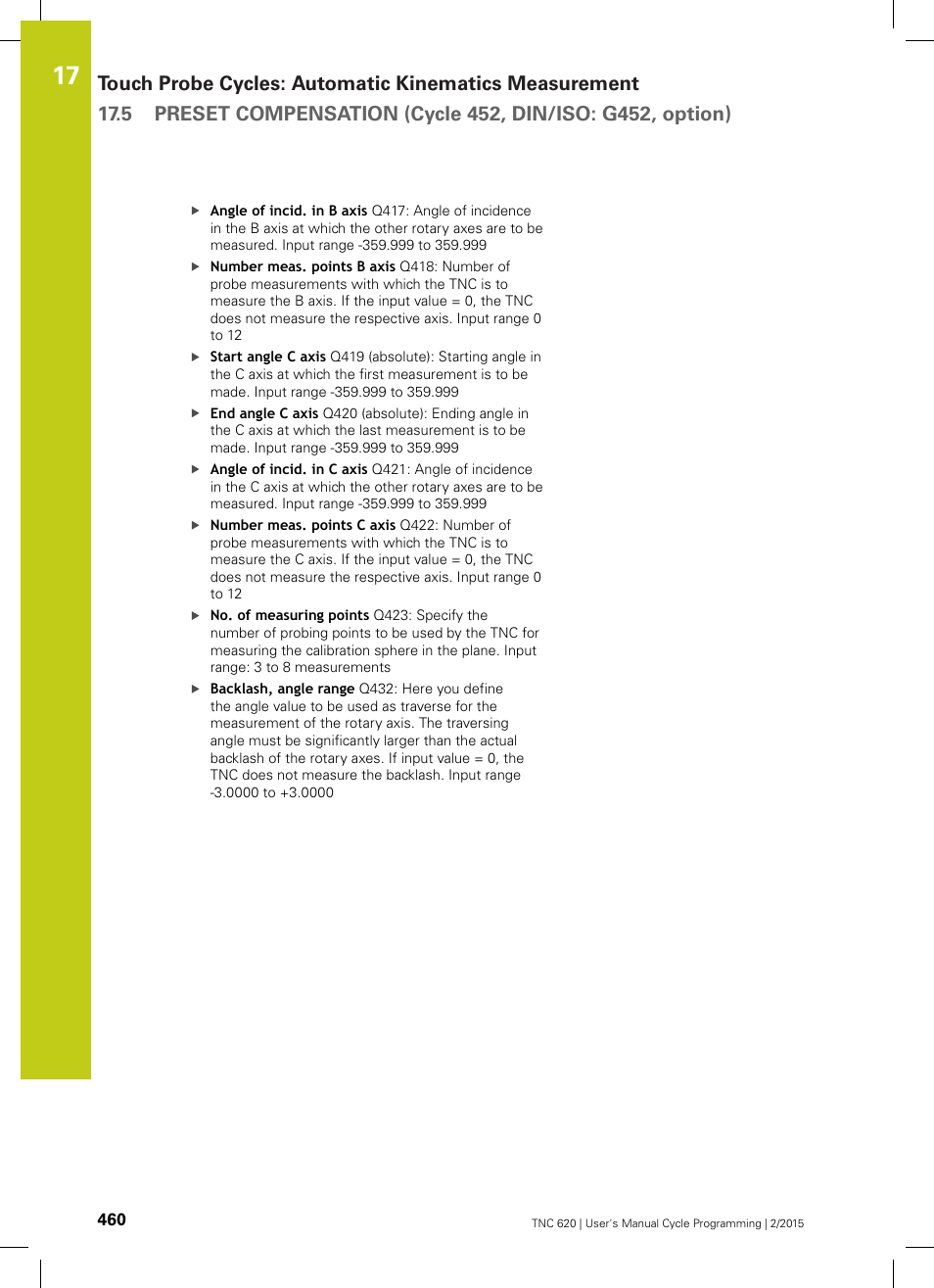 HEIDENHAIN TNC 620 (81760x-02) Cycle programming User Manual | Page 460 / 490