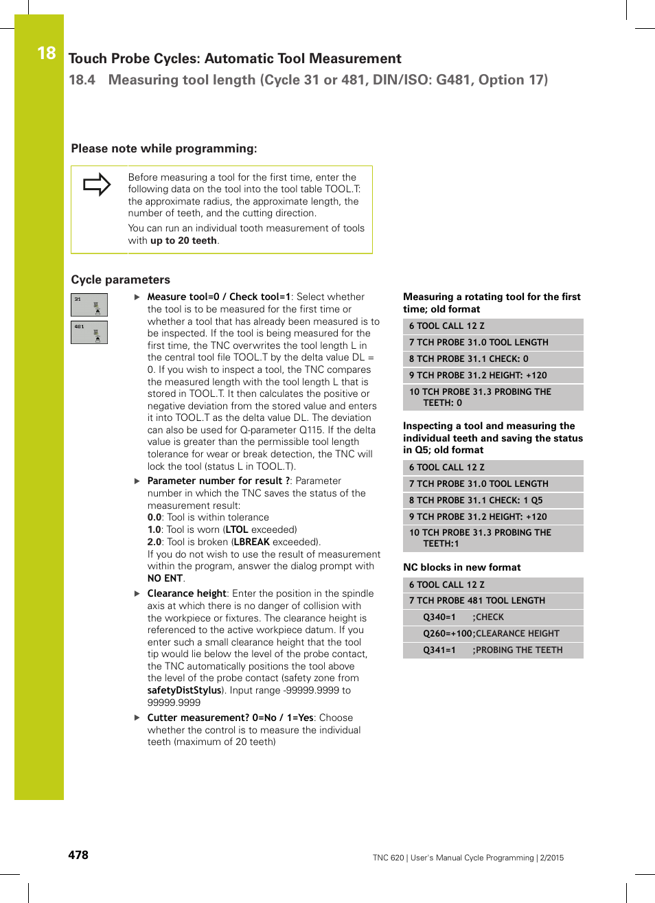 Please note while programming, Cycle parameters | HEIDENHAIN TNC 620 (81760x-02) Cycle programming User Manual | Page 478 / 490