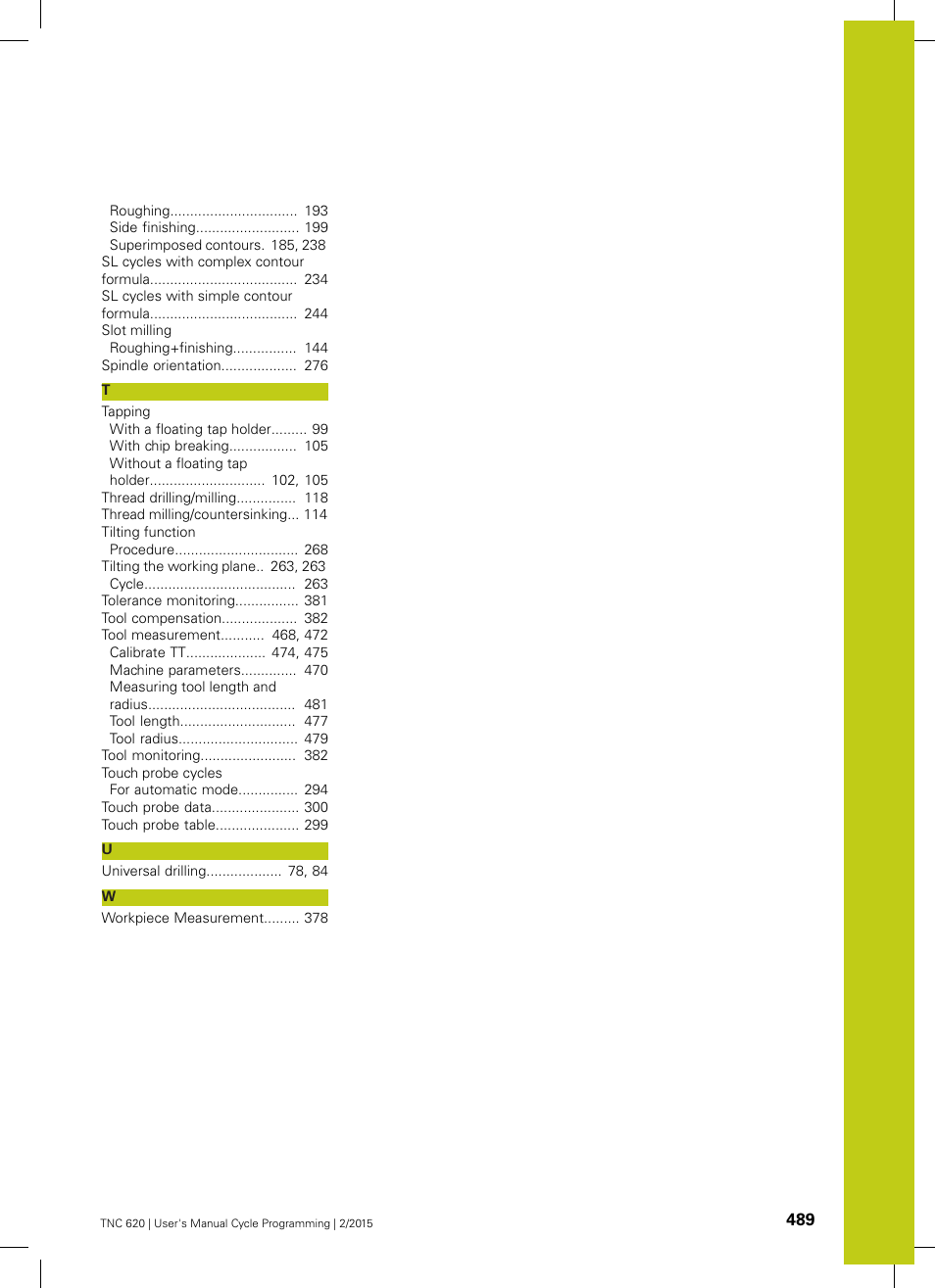 HEIDENHAIN TNC 620 (81760x-02) Cycle programming User Manual | Page 489 / 490