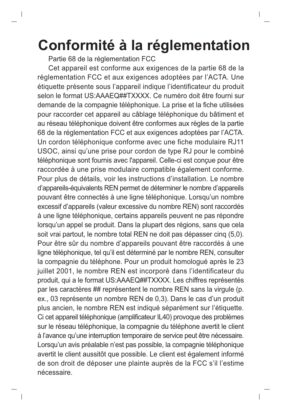 Conformité à la réglementation | ClearSounds IL40 User Manual | Page 14 / 28