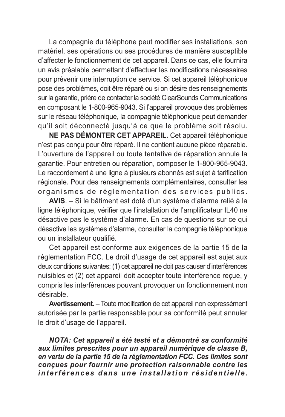 ClearSounds IL40 User Manual | Page 15 / 28
