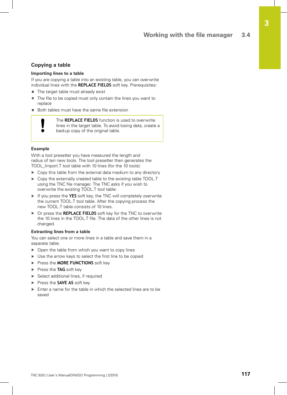 Copying a table, Working with the file manager 3.4 | HEIDENHAIN TNC 620 (81760x-02) ISO programming User Manual | Page 117 / 629