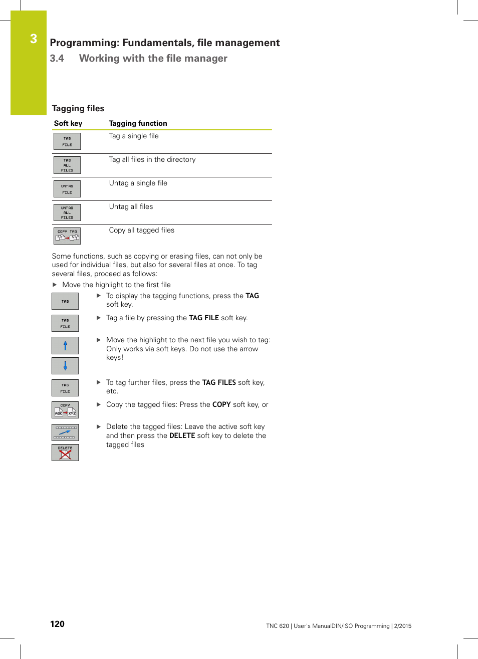 Tagging files | HEIDENHAIN TNC 620 (81760x-02) ISO programming User Manual | Page 120 / 629