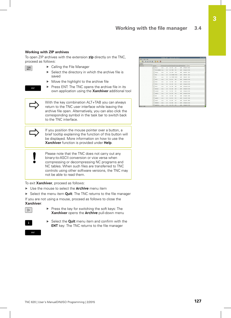 Working with the file manager 3.4 | HEIDENHAIN TNC 620 (81760x-02) ISO programming User Manual | Page 127 / 629