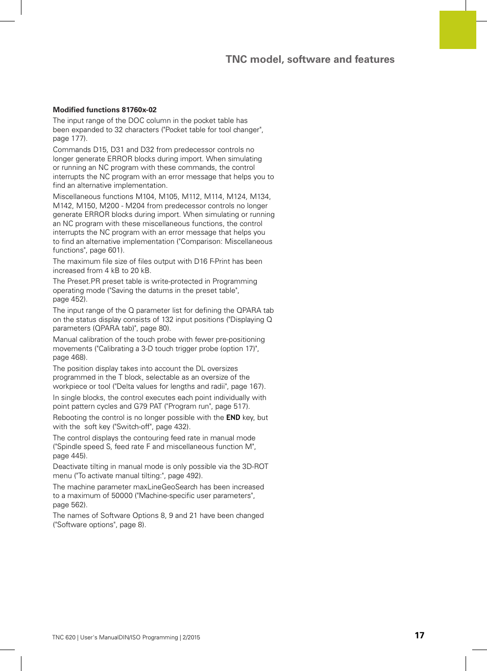 Tnc model, software and features | HEIDENHAIN TNC 620 (81760x-02) ISO programming User Manual | Page 17 / 629
