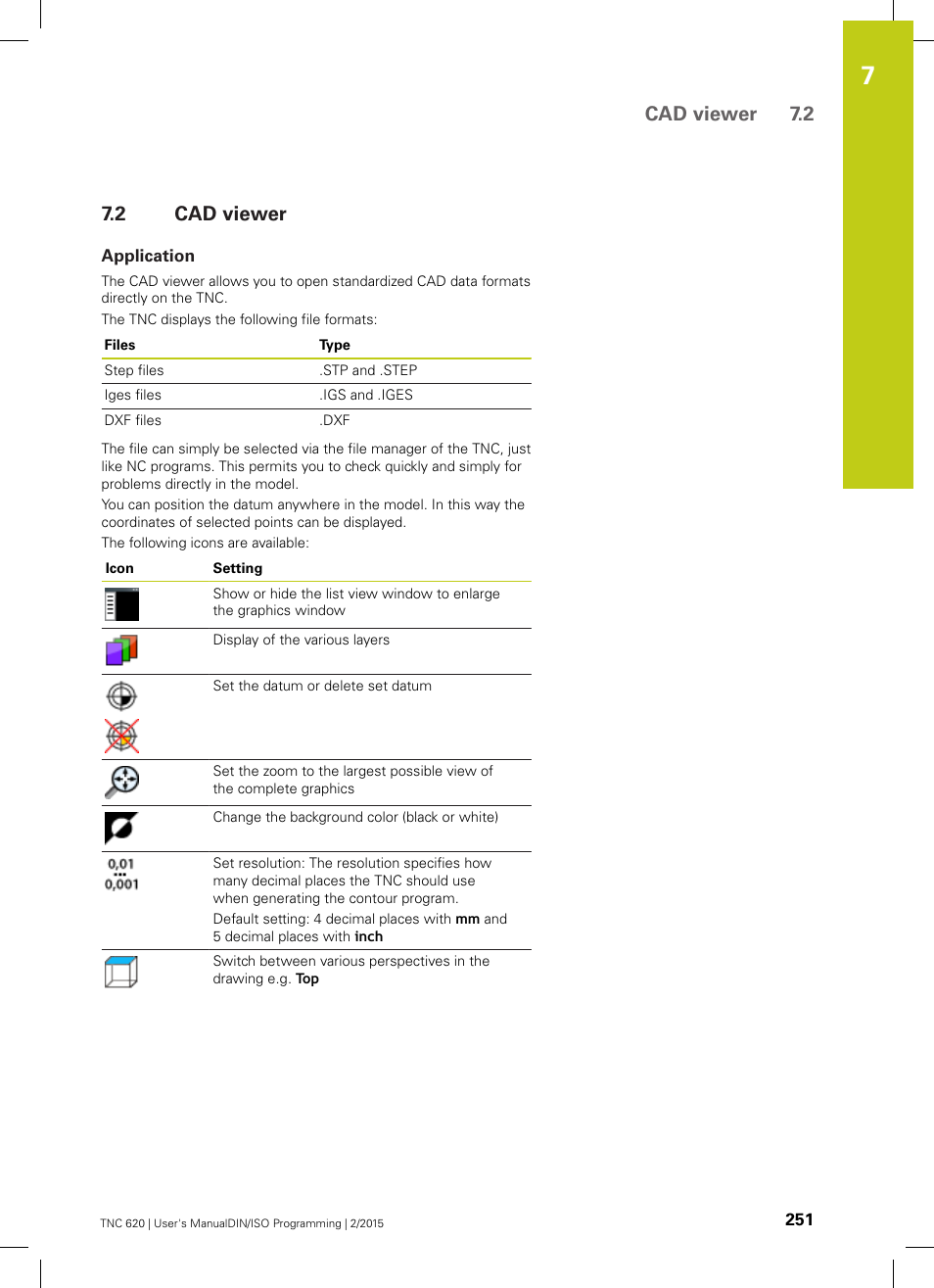 2 cad viewer, Application, Cad viewer | Cad viewer 7.2 | HEIDENHAIN TNC 620 (81760x-02) ISO programming User Manual | Page 251 / 629
