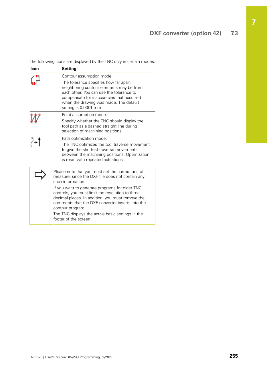 Dxf converter (option 42) 7.3 | HEIDENHAIN TNC 620 (81760x-02) ISO programming User Manual | Page 255 / 629
