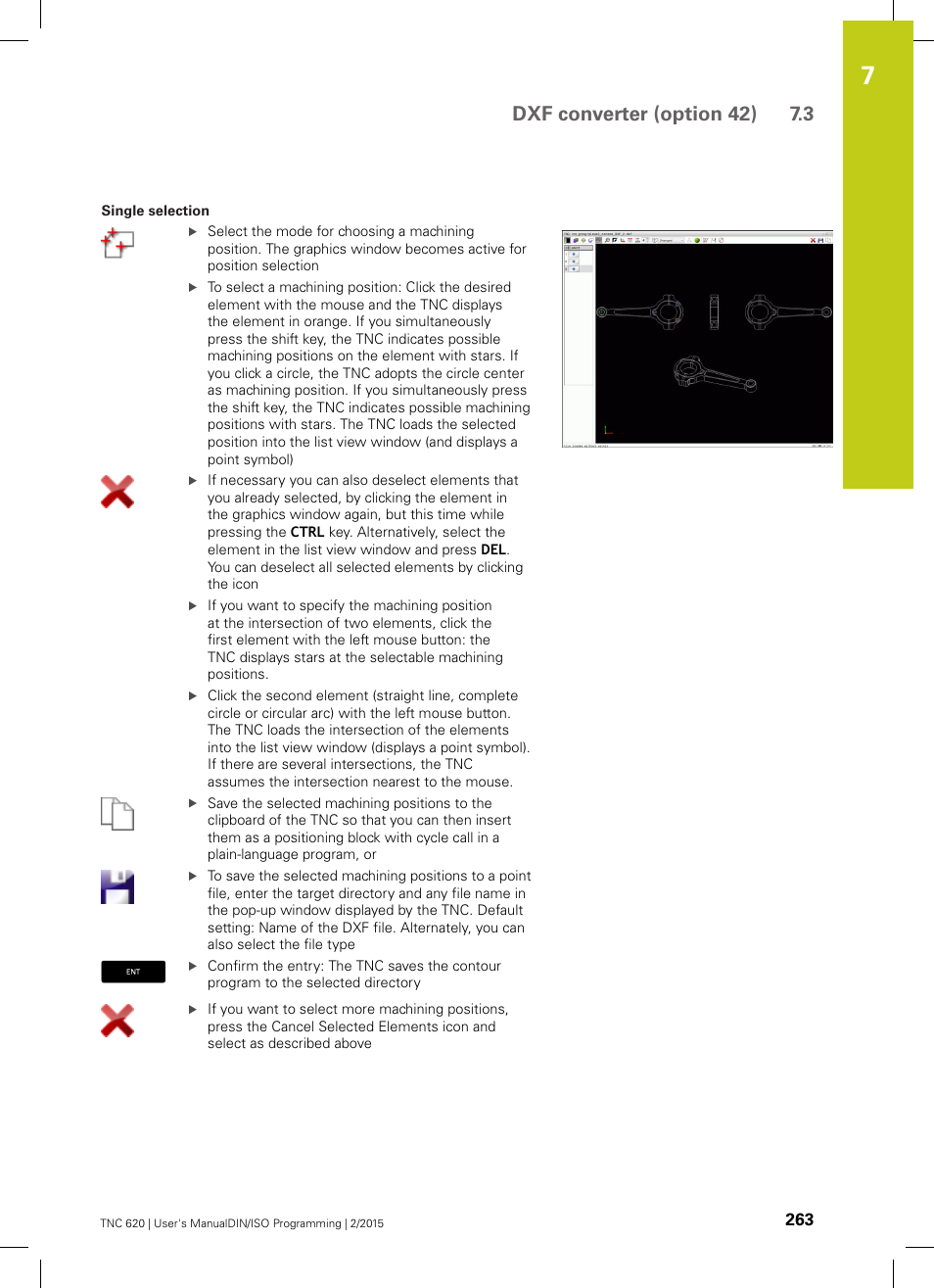 Ks (see "single selection, Dxf converter (option 42) 7.3 | HEIDENHAIN TNC 620 (81760x-02) ISO programming User Manual | Page 263 / 629