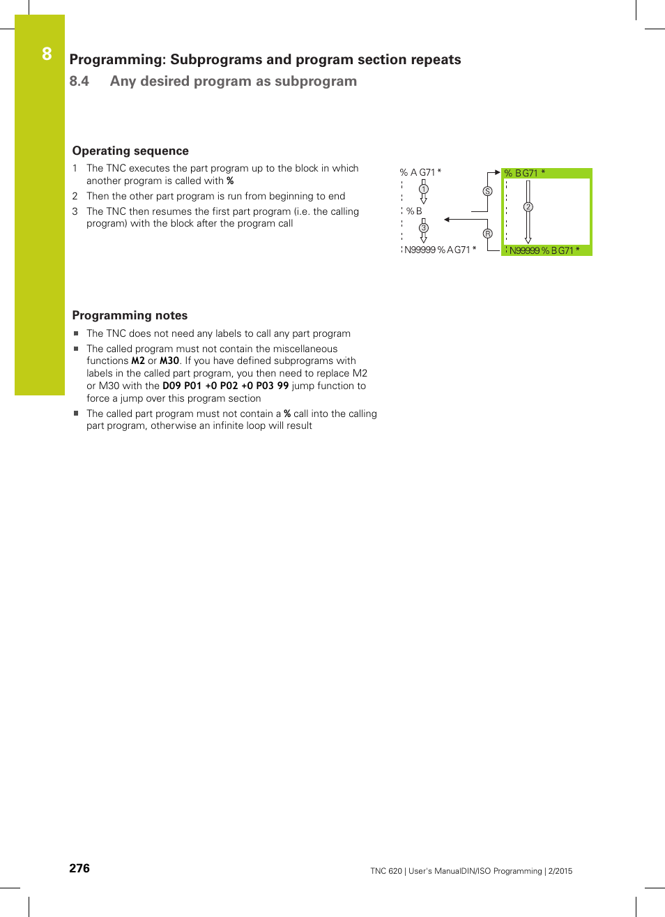 Operating sequence, Programming notes | HEIDENHAIN TNC 620 (81760x-02) ISO programming User Manual | Page 276 / 629