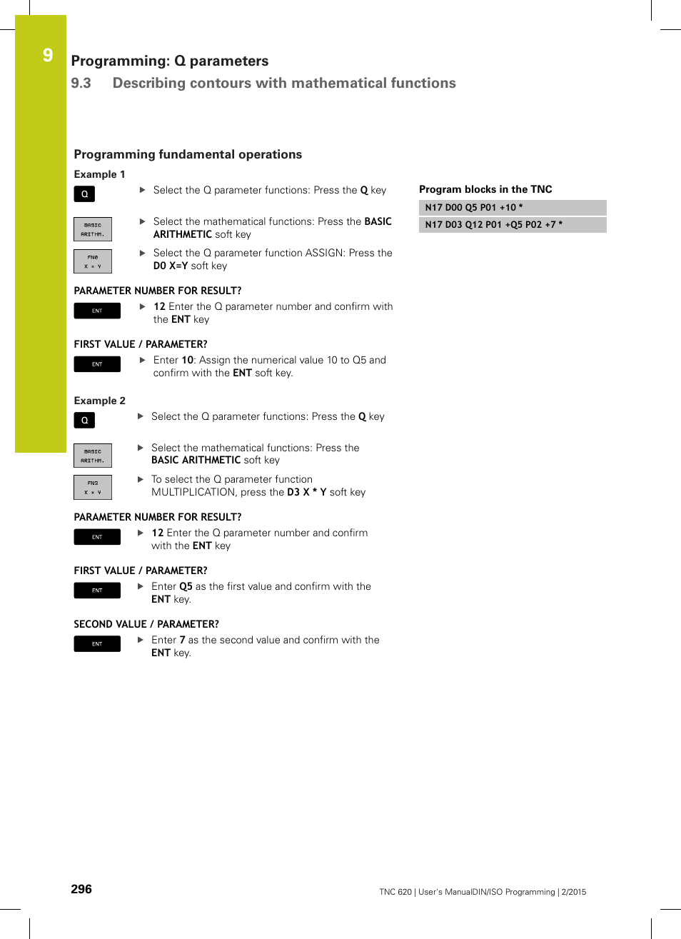 Programming fundamental operations | HEIDENHAIN TNC 620 (81760x-02) ISO programming User Manual | Page 296 / 629
