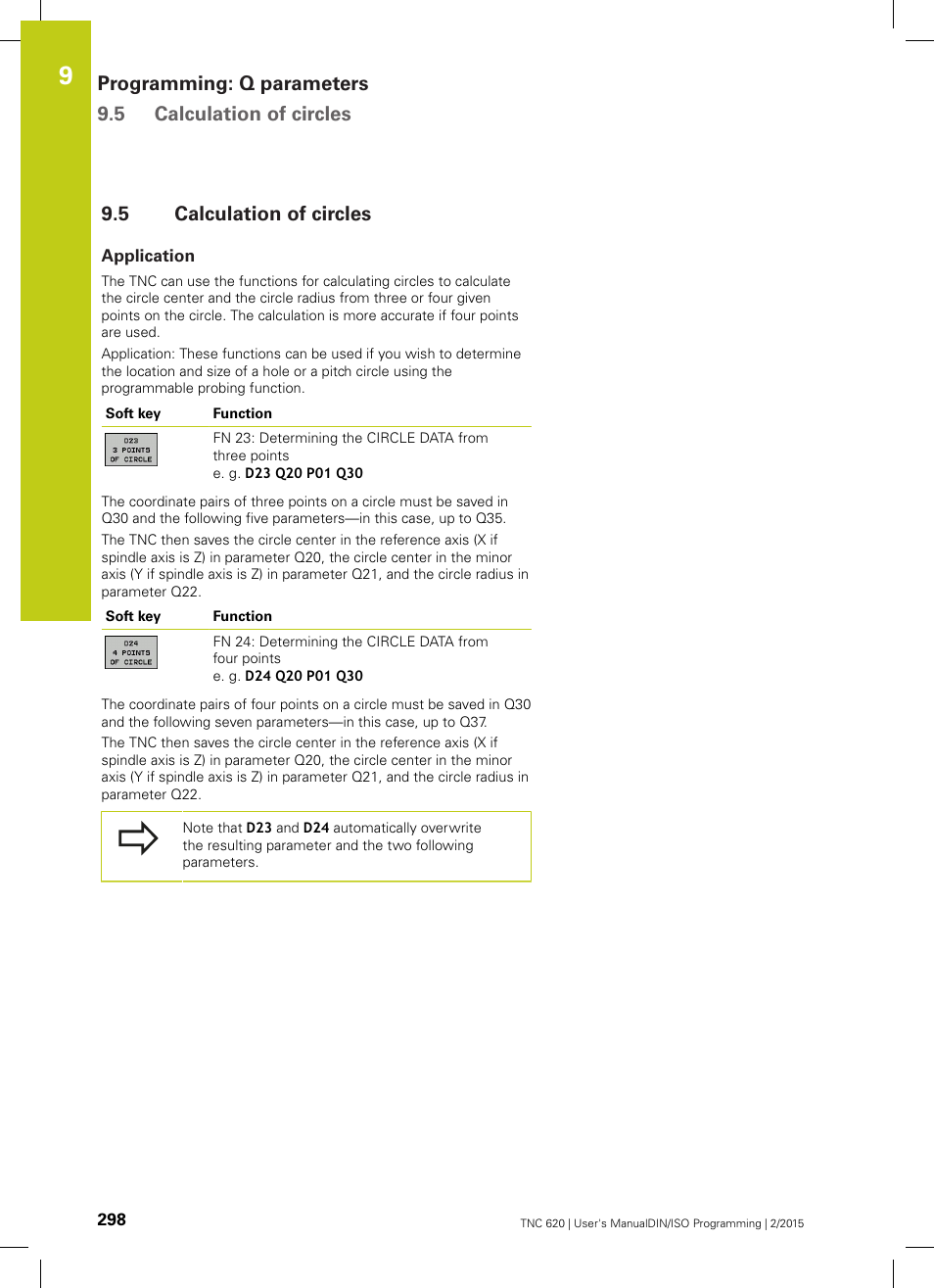 5 calculation of circles, Application, Calculation of circles | HEIDENHAIN TNC 620 (81760x-02) ISO programming User Manual | Page 298 / 629