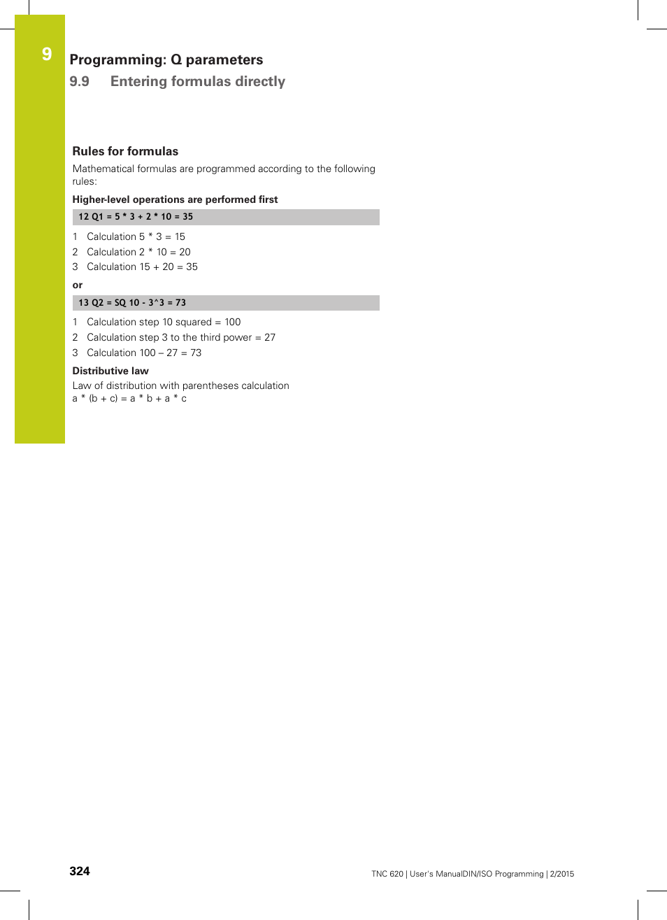 Rules for formulas | HEIDENHAIN TNC 620 (81760x-02) ISO programming User Manual | Page 324 / 629