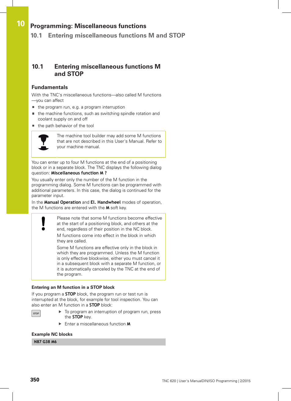 1 entering miscellaneous functions m and stop, Fundamentals, K ("fundamentals | Entering miscellaneous functions m and stop | HEIDENHAIN TNC 620 (81760x-02) ISO programming User Manual | Page 350 / 629