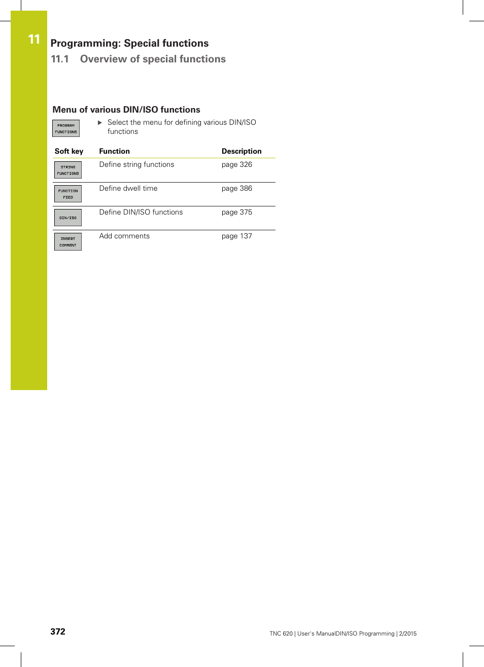 Menu of various din/iso functions | HEIDENHAIN TNC 620 (81760x-02) ISO programming User Manual | Page 372 / 629