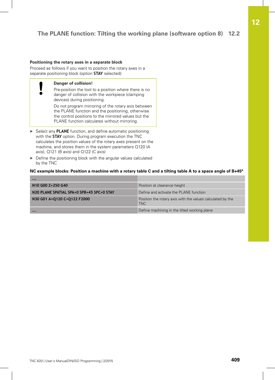 HEIDENHAIN TNC 620 (81760x-02) ISO programming User Manual | Page 409 / 629