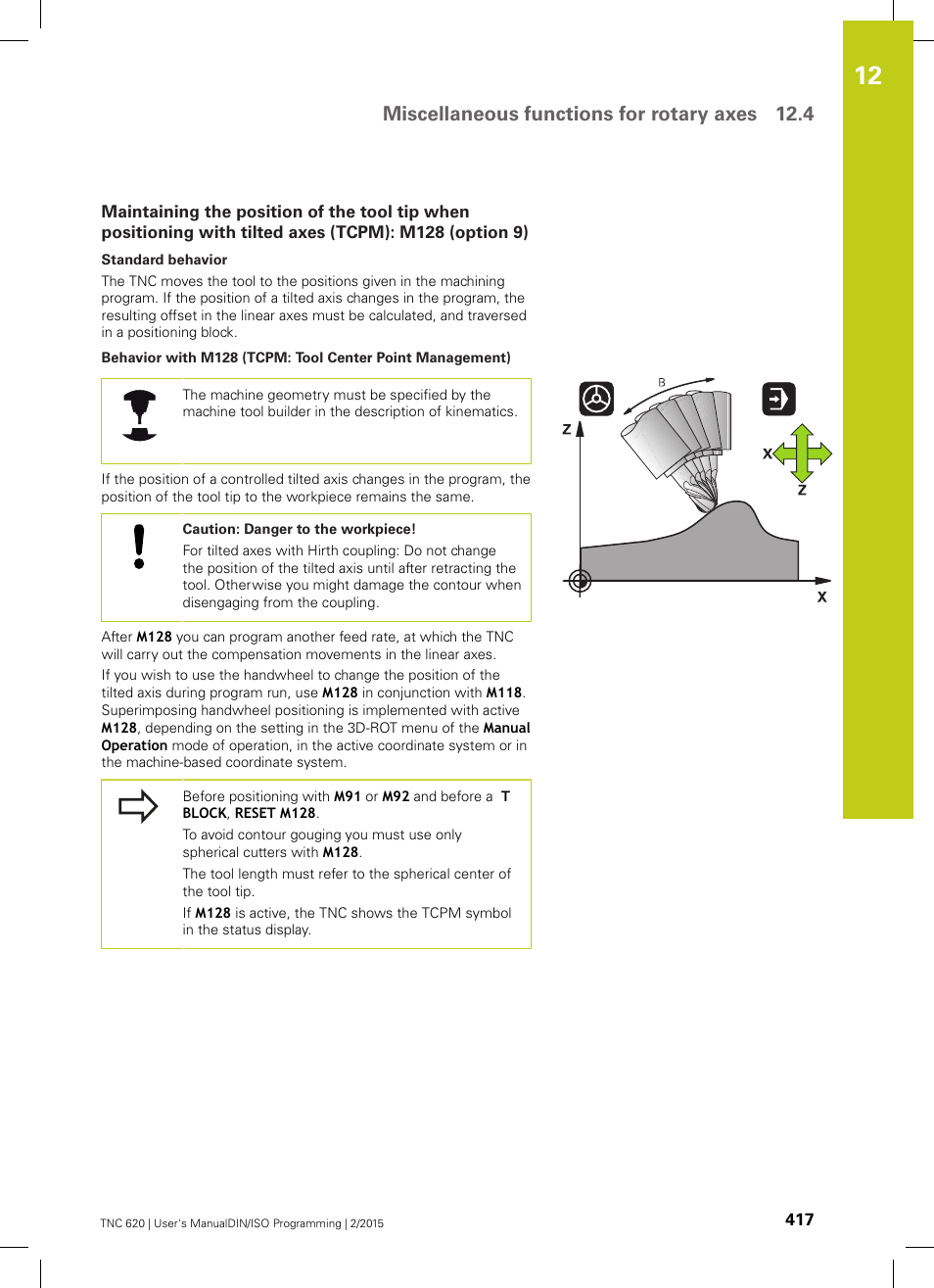 Miscellaneous functions for rotary axes 12.4 | HEIDENHAIN TNC 620 (81760x-02) ISO programming User Manual | Page 417 / 629
