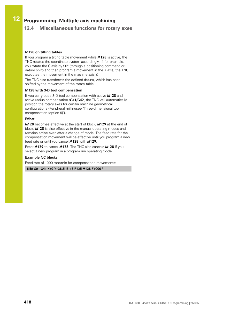HEIDENHAIN TNC 620 (81760x-02) ISO programming User Manual | Page 418 / 629