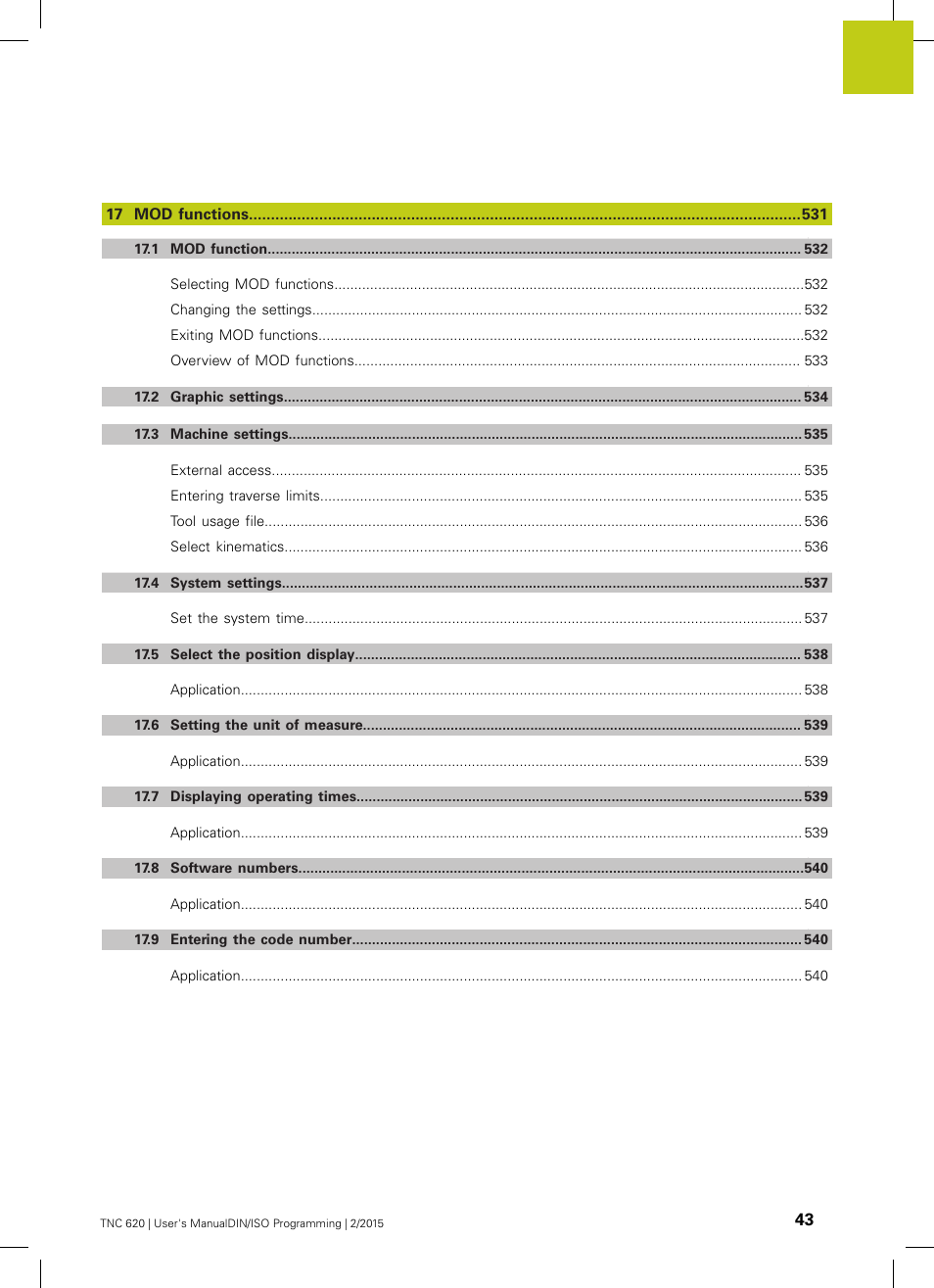 HEIDENHAIN TNC 620 (81760x-02) ISO programming User Manual | Page 43 / 629