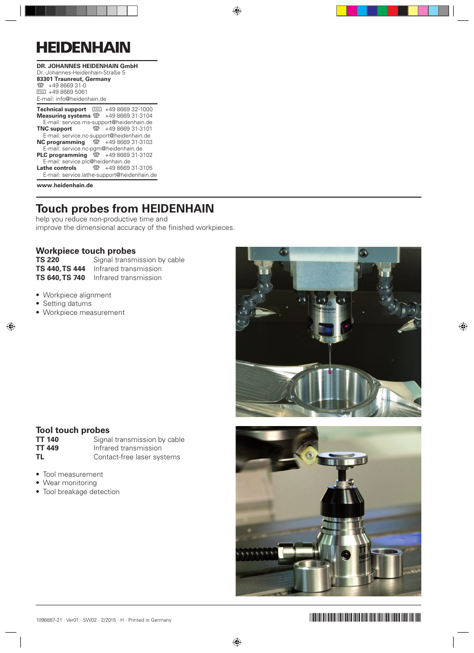 Touch probes from heidenhain, Workpiece touch probes, Tool touch probes | HEIDENHAIN TNC 620 (81760x-02) ISO programming User Manual | Page 629 / 629