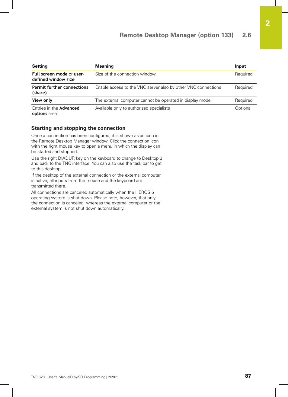 Starting and stopping the connection | HEIDENHAIN TNC 620 (81760x-02) ISO programming User Manual | Page 87 / 629
