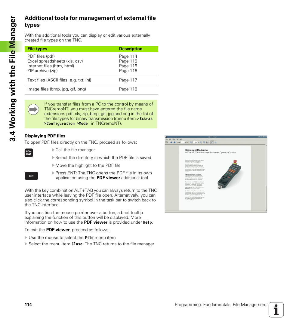 4 w o rk ing with the file manag e r | HEIDENHAIN TNC 640 (34059x-01) User Manual | Page 114 / 589