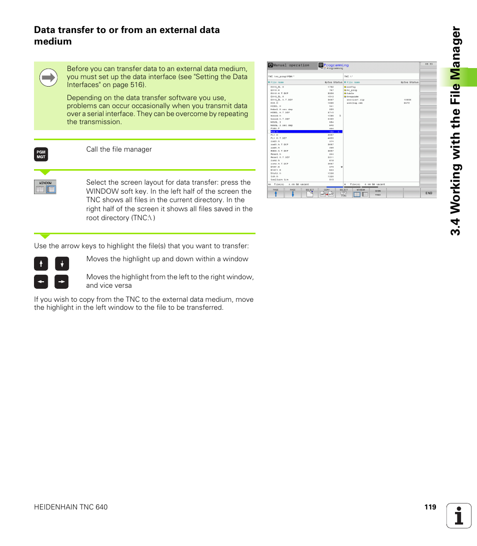 Data transfer to or from an external data medium, 4 w o rk ing with the file manag e r | HEIDENHAIN TNC 640 (34059x-01) User Manual | Page 119 / 589