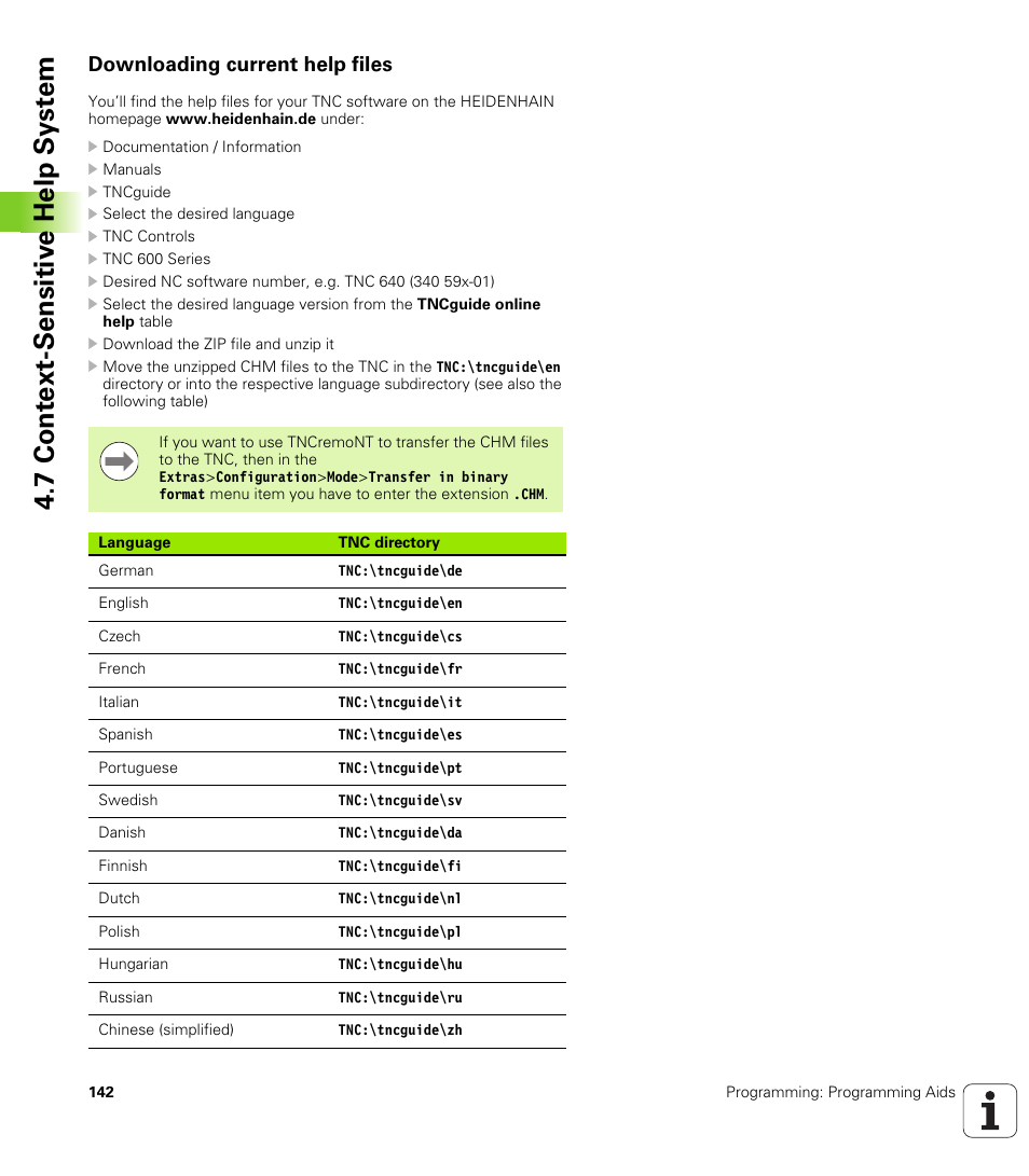 Downloading current help files, 7 cont ext-sensitiv e help s y st em | HEIDENHAIN TNC 640 (34059x-01) User Manual | Page 142 / 589