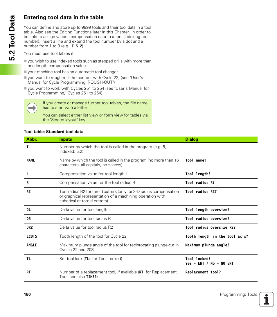 Entering tool data in the table, 2 t ool d a ta | HEIDENHAIN TNC 640 (34059x-01) User Manual | Page 150 / 589