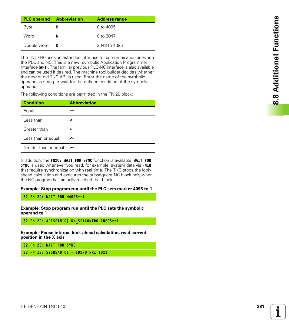 8 a d ditional f unctions | HEIDENHAIN TNC 640 (34059x-01) User Manual | Page 281 / 589