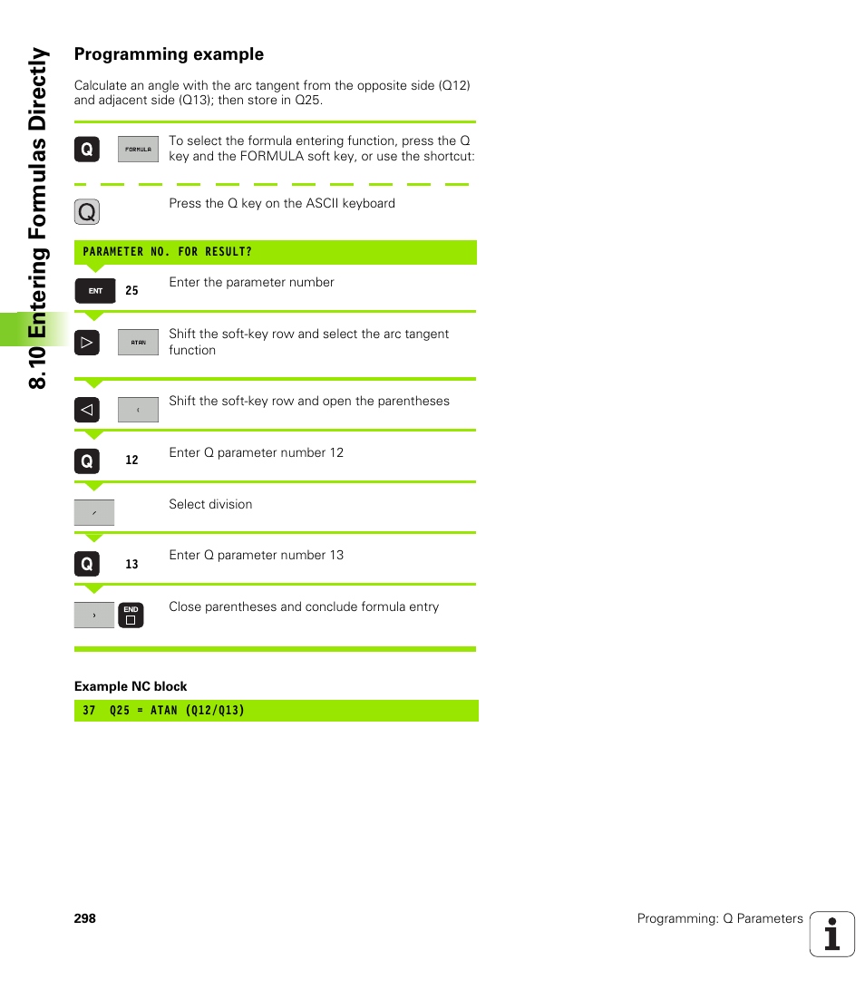 Programming example, 1 0 ent er ing f o rm ulas dir e ctly | HEIDENHAIN TNC 640 (34059x-01) User Manual | Page 298 / 589