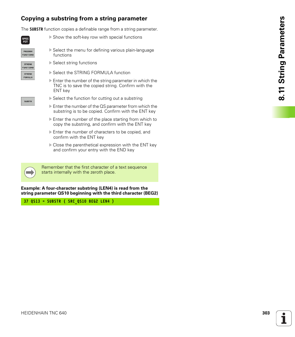 Copying a substring from a string parameter, 1 1 str ing p a ra met e rs | HEIDENHAIN TNC 640 (34059x-01) User Manual | Page 303 / 589