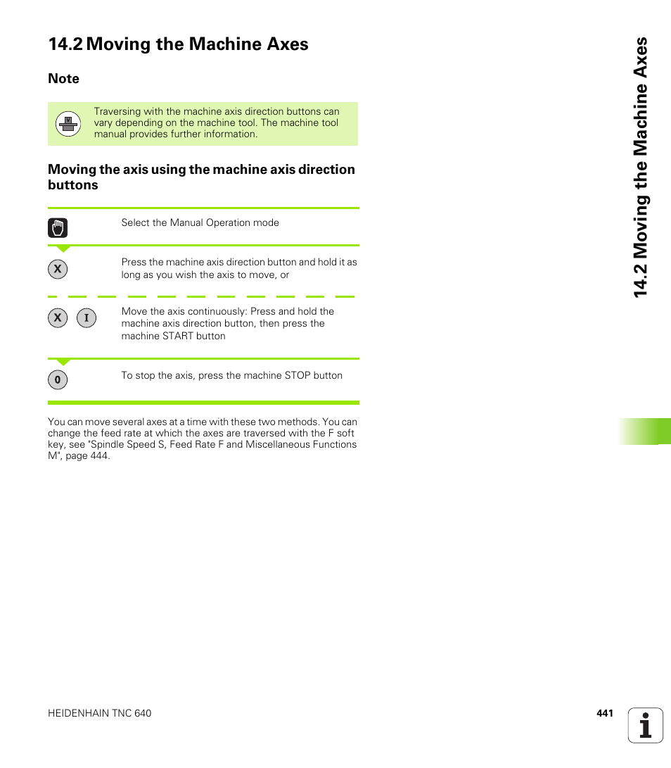 2 moving the machine axes, Note | HEIDENHAIN TNC 640 (34059x-01) User Manual | Page 441 / 589