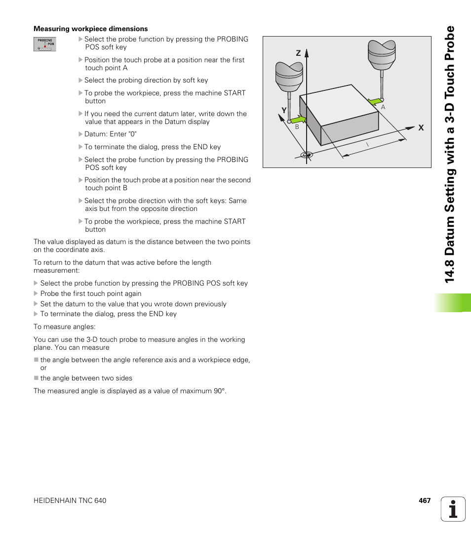 8 d a tu m set ting with a 3-d t o uc h pr obe | HEIDENHAIN TNC 640 (34059x-01) User Manual | Page 467 / 589