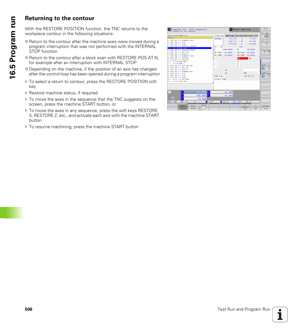 Returning to the contour, 5 pr ogr am r u n | HEIDENHAIN TNC 640 (34059x-01) User Manual | Page 506 / 589