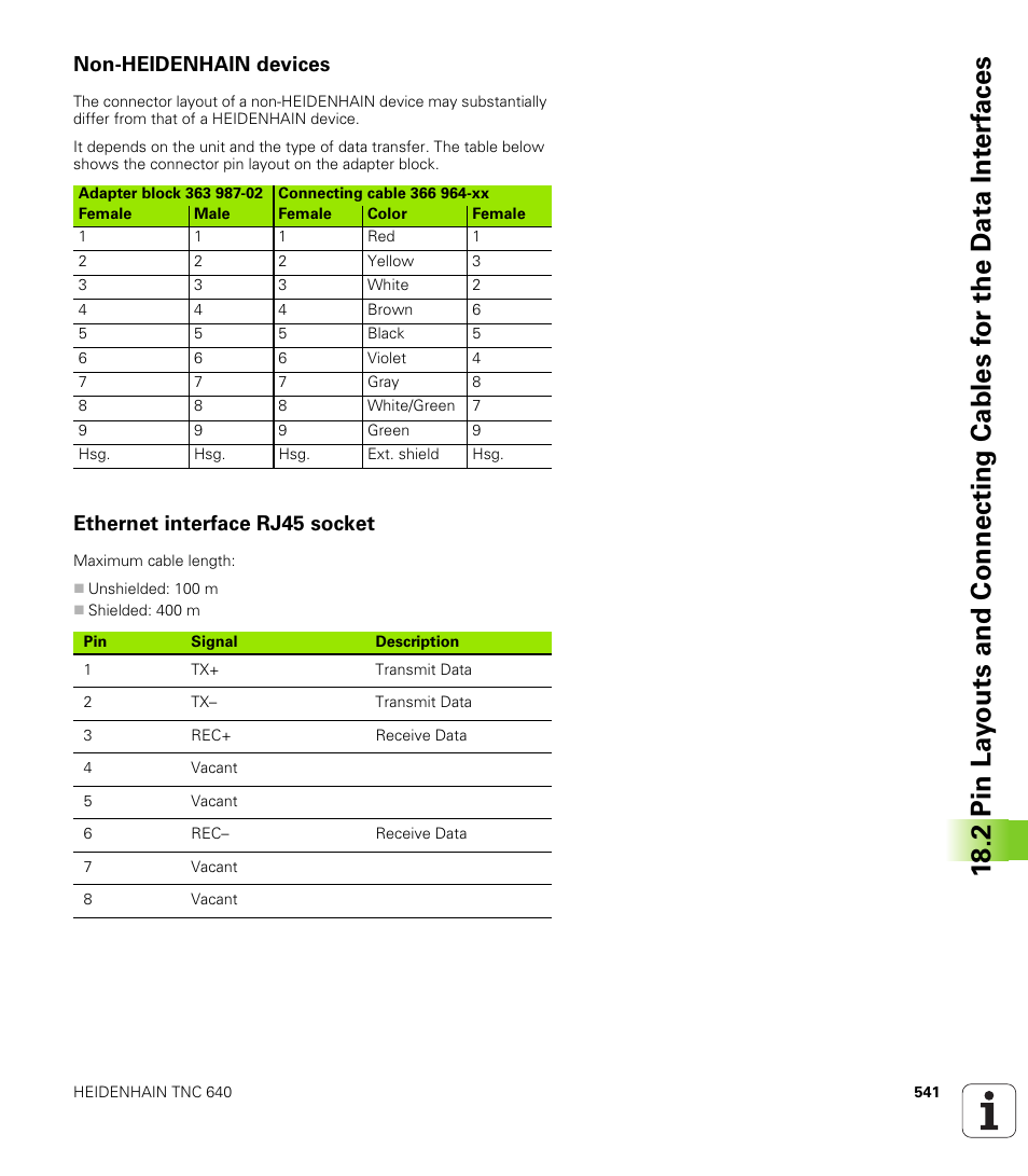 Non-heidenhain devices, Ethernet interface rj45 socket | HEIDENHAIN TNC 640 (34059x-01) User Manual | Page 541 / 589