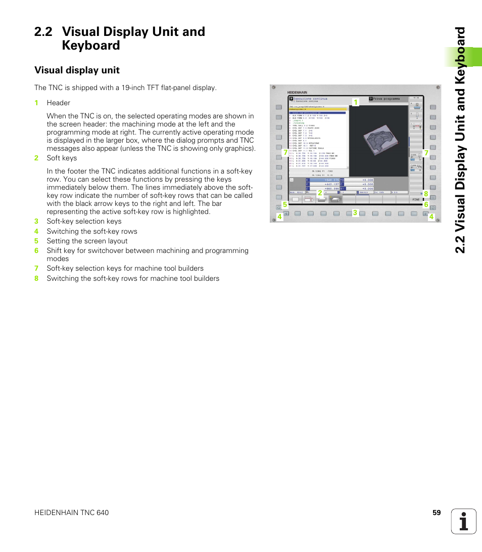 2 visual display unit and keyboard, Visual display unit | HEIDENHAIN TNC 640 (34059x-01) User Manual | Page 59 / 589