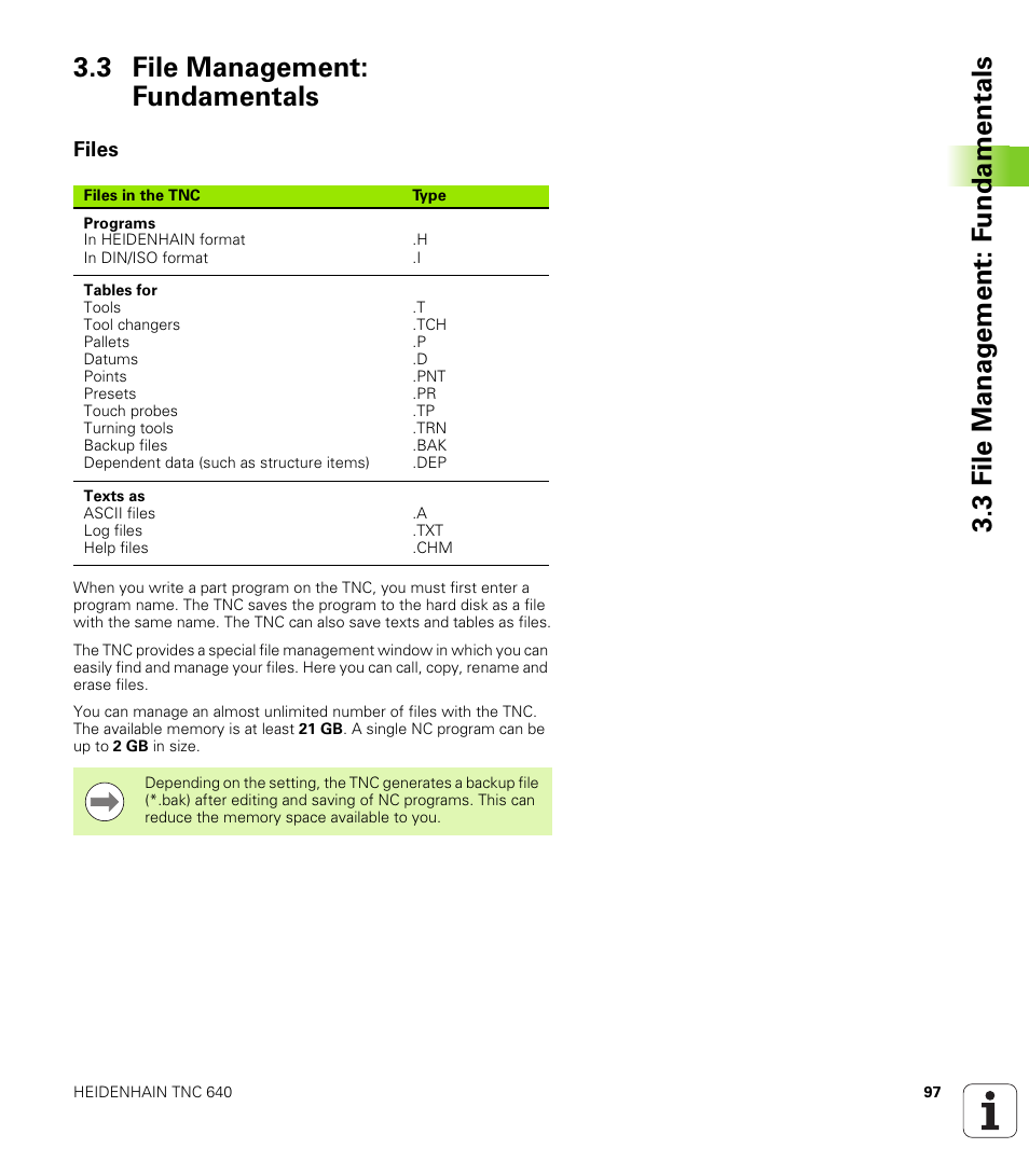 3 file management: fundamentals, Files | HEIDENHAIN TNC 640 (34059x-01) User Manual | Page 97 / 589