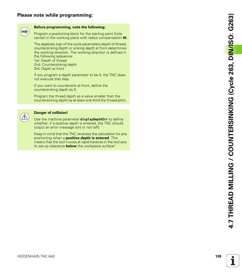 Please note while programming | HEIDENHAIN TNC 640 (34059x-01) Cycle programming User Manual | Page 109 / 549