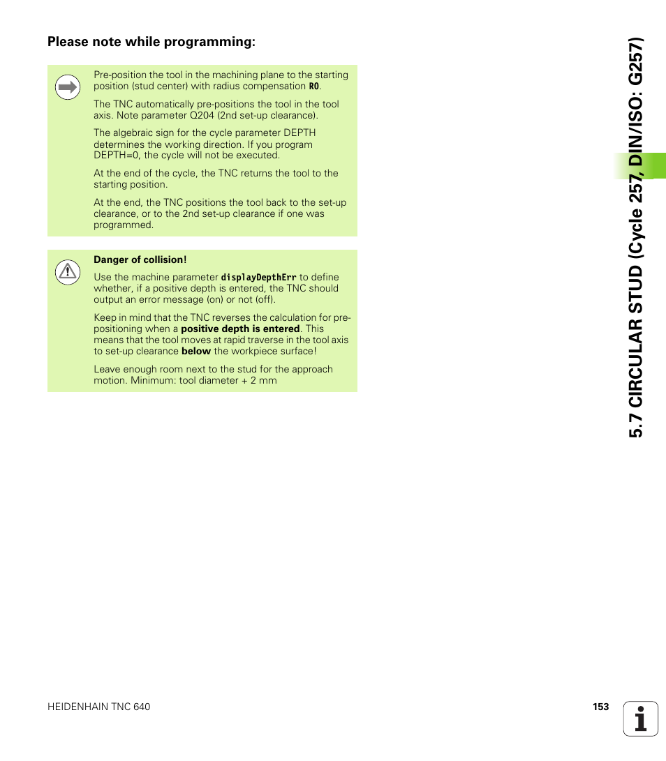 Please note while programming | HEIDENHAIN TNC 640 (34059x-01) Cycle programming User Manual | Page 153 / 549
