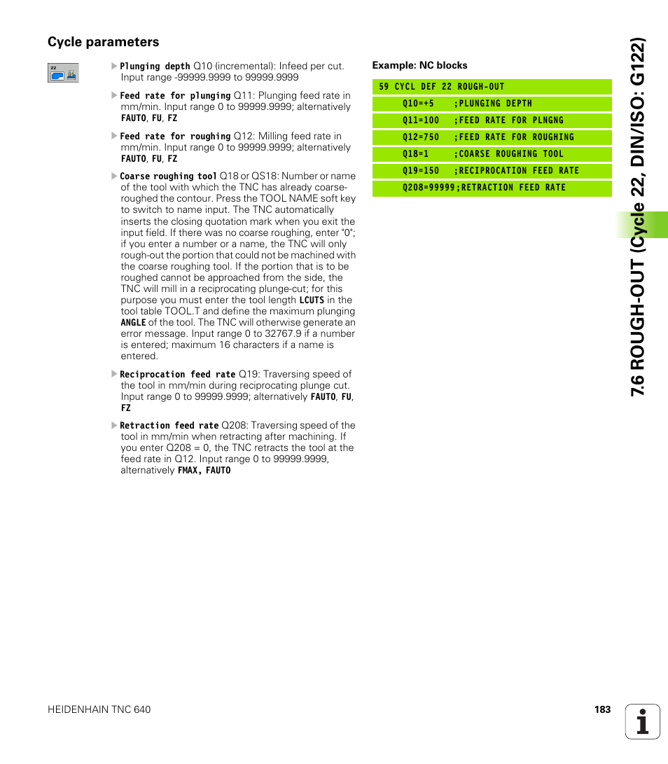 Cycle parameters | HEIDENHAIN TNC 640 (34059x-01) Cycle programming User Manual | Page 183 / 549