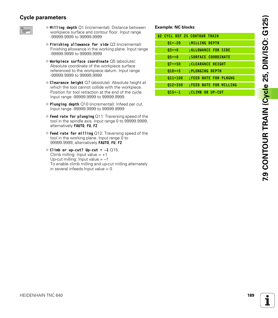 Cycle parameters | HEIDENHAIN TNC 640 (34059x-01) Cycle programming User Manual | Page 189 / 549