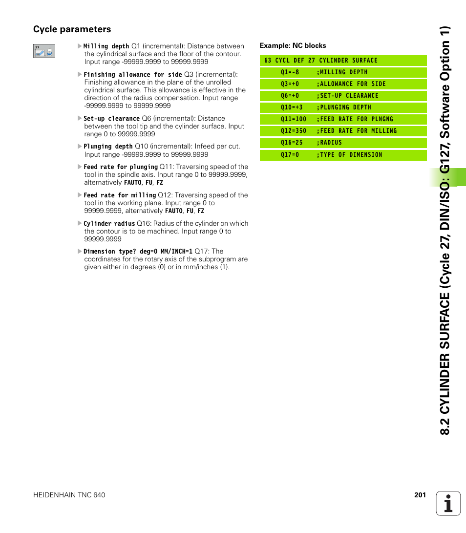 Cycle parameters | HEIDENHAIN TNC 640 (34059x-01) Cycle programming User Manual | Page 201 / 549