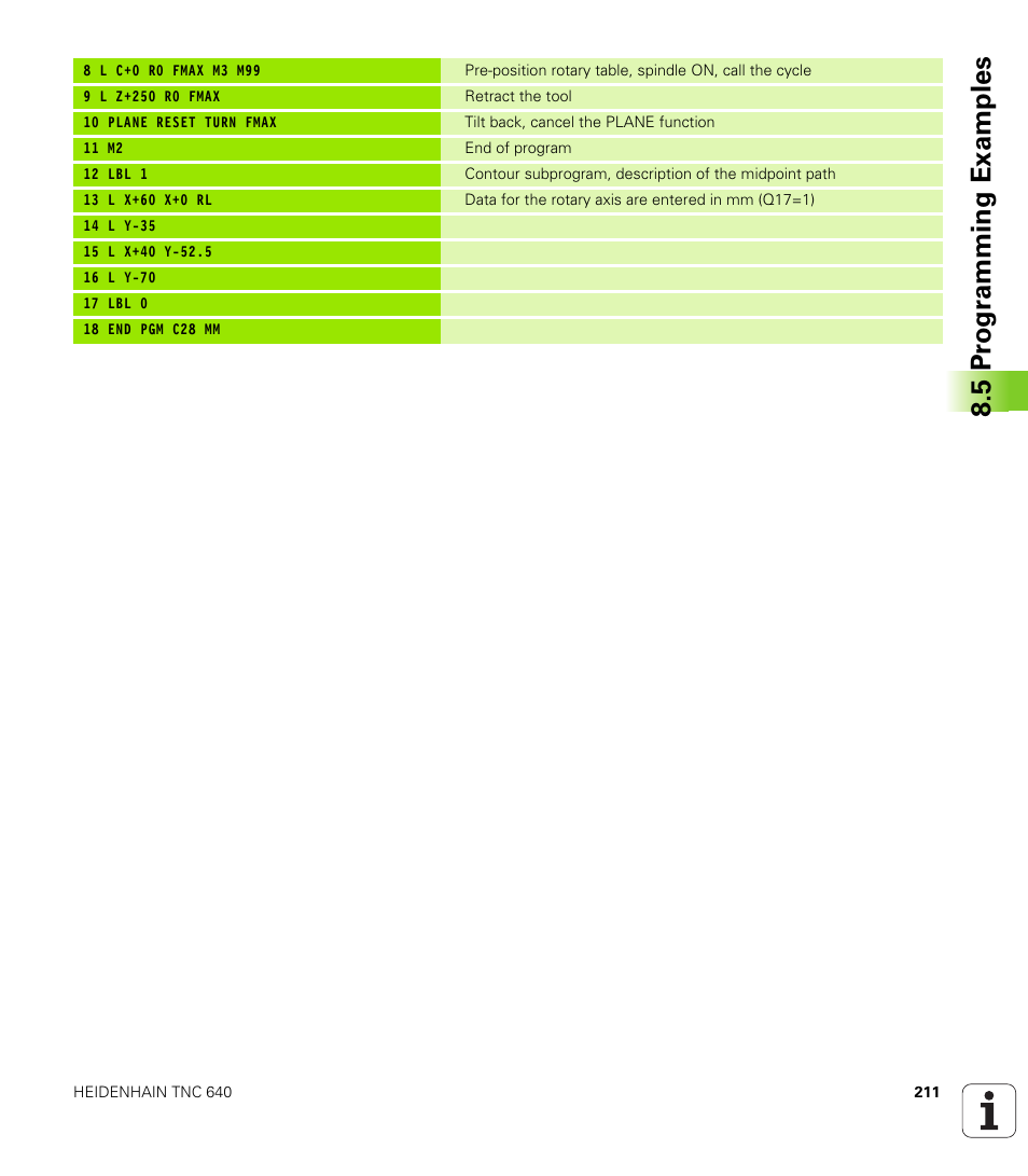 5 pr ogr amming examples | HEIDENHAIN TNC 640 (34059x-01) Cycle programming User Manual | Page 211 / 549