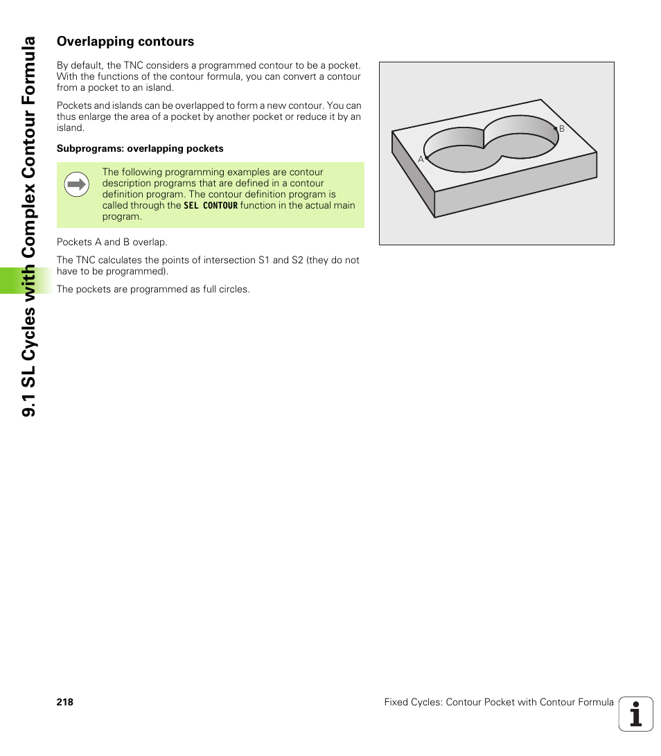 Overlapping contours, 1 sl cy cles with complex cont our f o rm ula | HEIDENHAIN TNC 640 (34059x-01) Cycle programming User Manual | Page 218 / 549